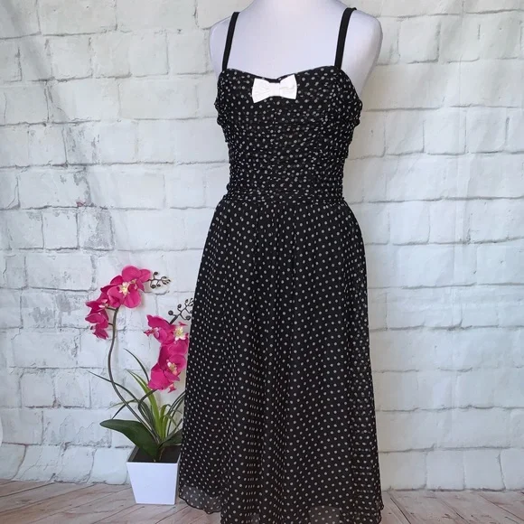 Rock Steady Heather Dress Black Polka Dots Sz M - Picture 6 of 9